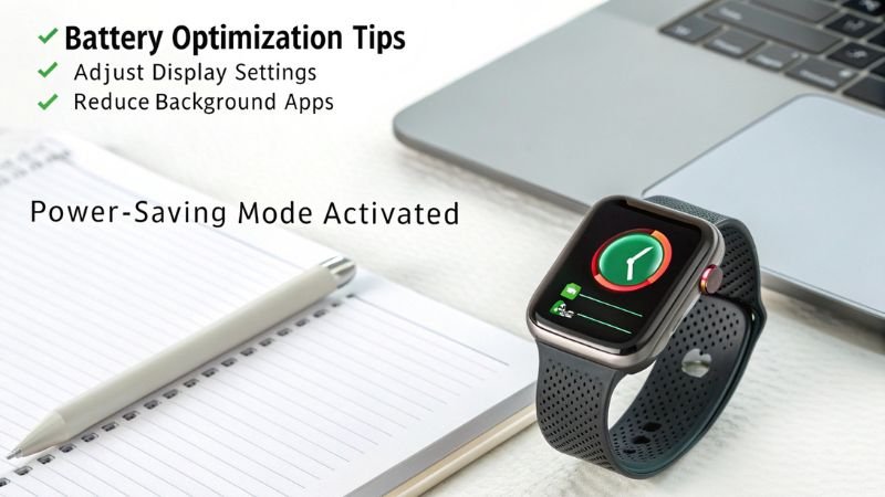 Smartwatch with battery optimization tips