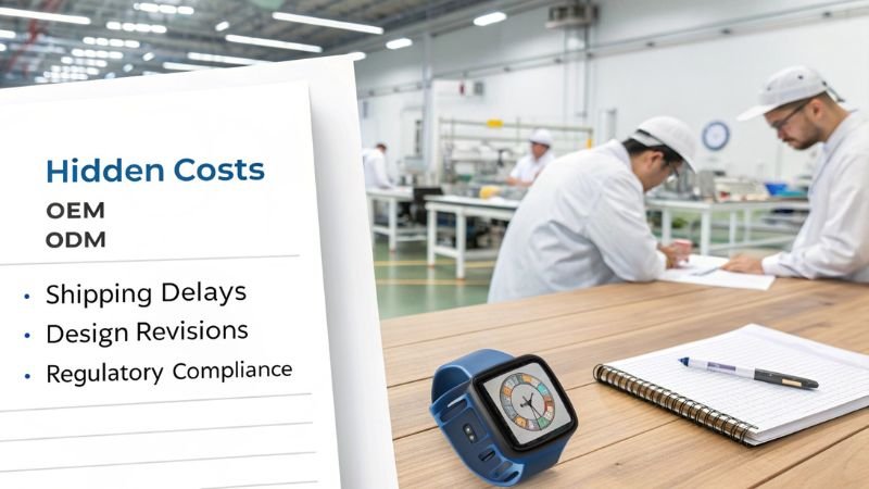 Smartwatch with list of hidden costs for OEM and ODM in factory setting