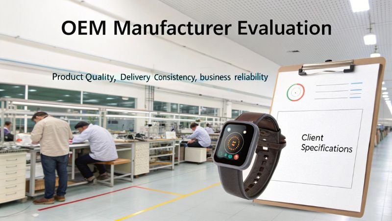 OEM manufacturer evaluation with smartwatch and client specifications in factory