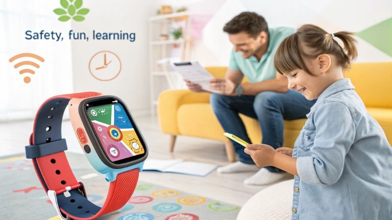 Interactive kids smartwatch with safety, fun, and learning features