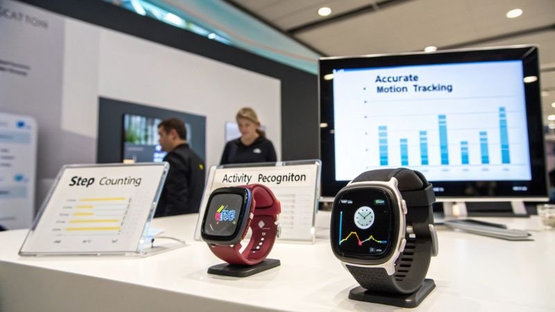 Smartwatches showcasing step counting, activity recognition, and accurate motion tracking features