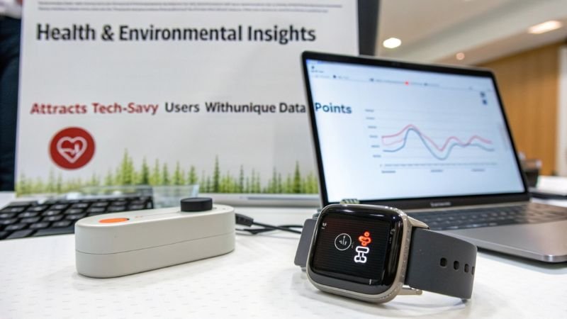 Smartwatch showcasing health and environmental insights for tech-savvy users.