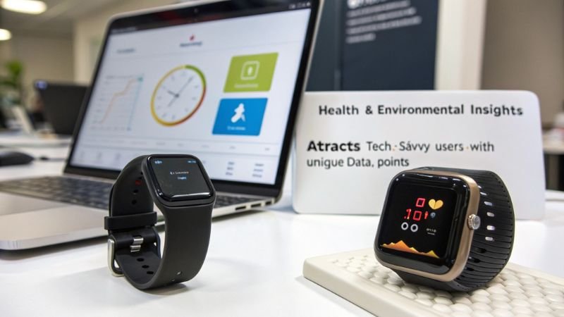 Two smartwatches displaying health and environmental insights for tech-savvy users.