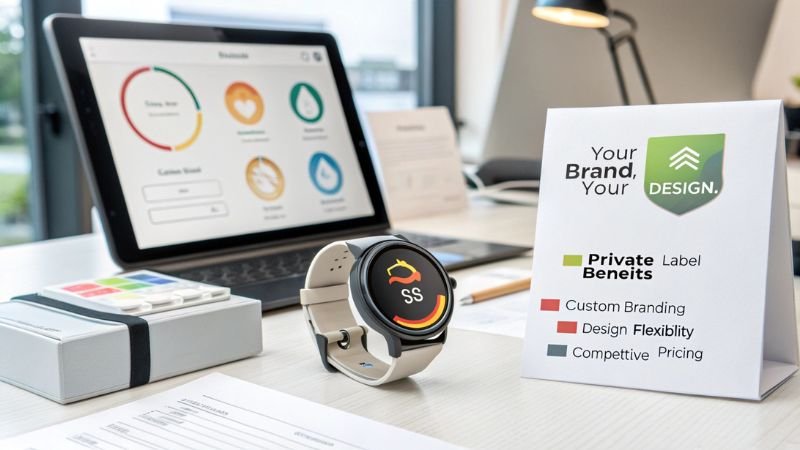 Smartwatch showcasing private label benefits and design flexibility.